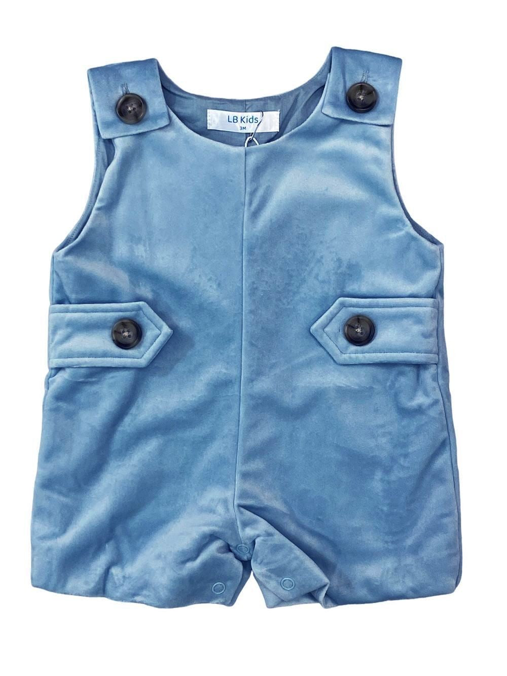LuLu BeBe Baby / Toddler Boys Pete Velvet Shortall - Wedgewood Blue