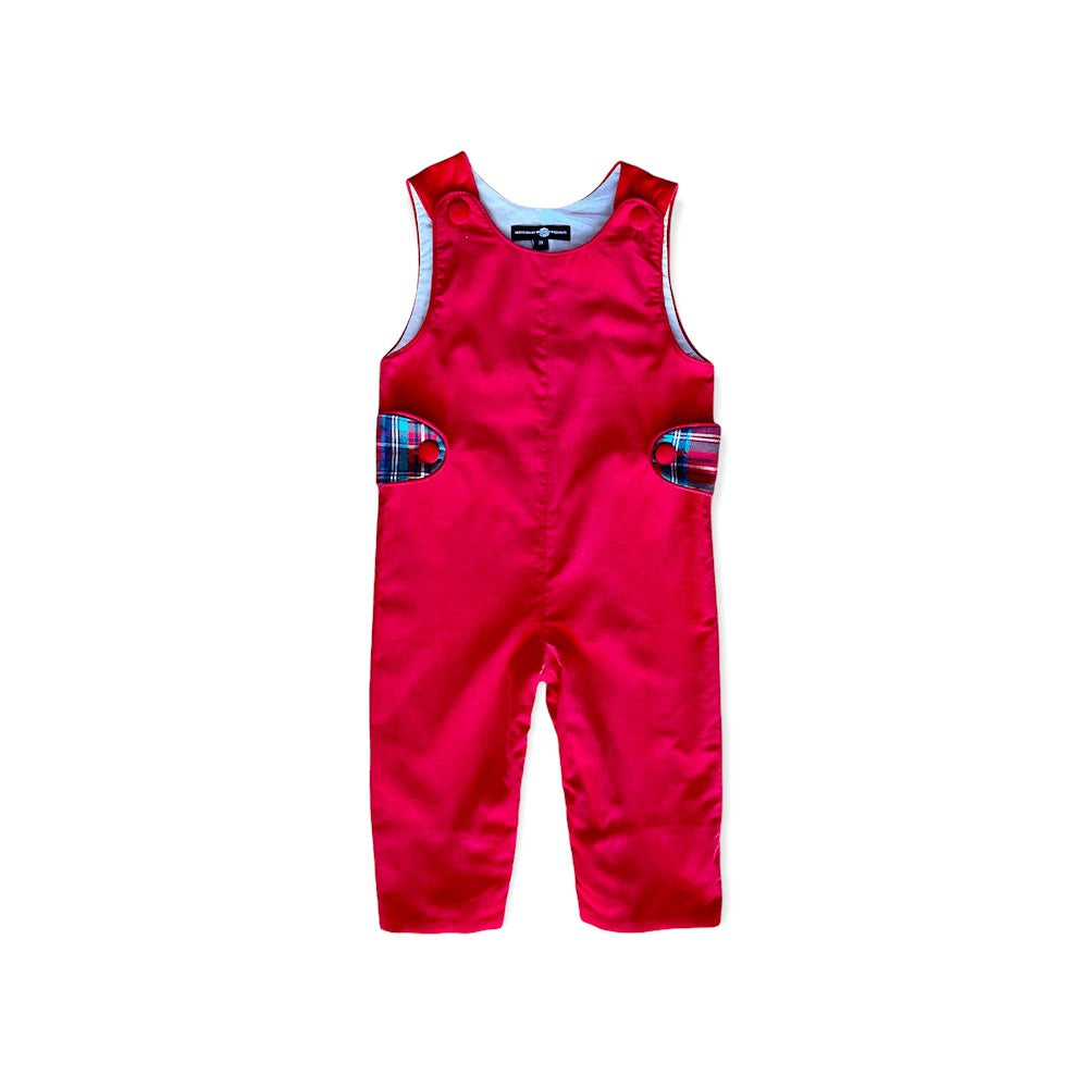 Brown Bowen & Co. Boys Liberty Square Longall - Plaid Tabs Reverse to Solid - River Street Red by Brown Bowen & Co.