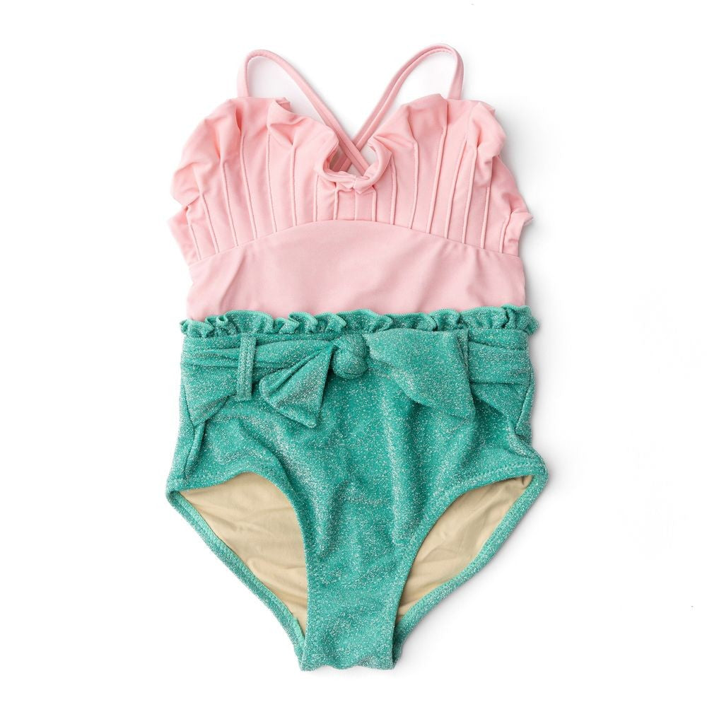 Shade Critters Girls Mermaid Shell Shimmer Swimsuit - Pink