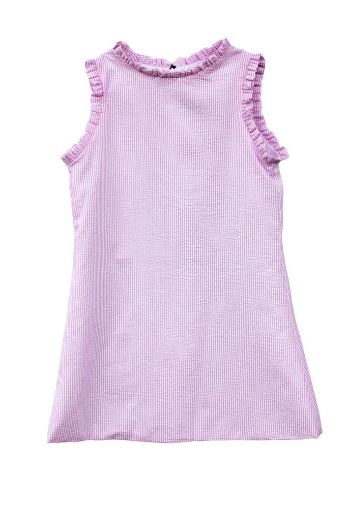 Susanne Lively Girls Sleeveless Seersucker A-Line Dress with Ruffles - Pink