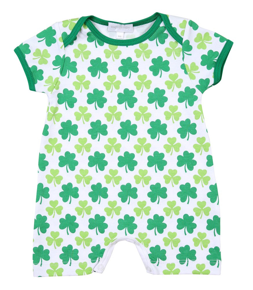Magnolia Baby Boys Green Clover Printed Short Playsuit