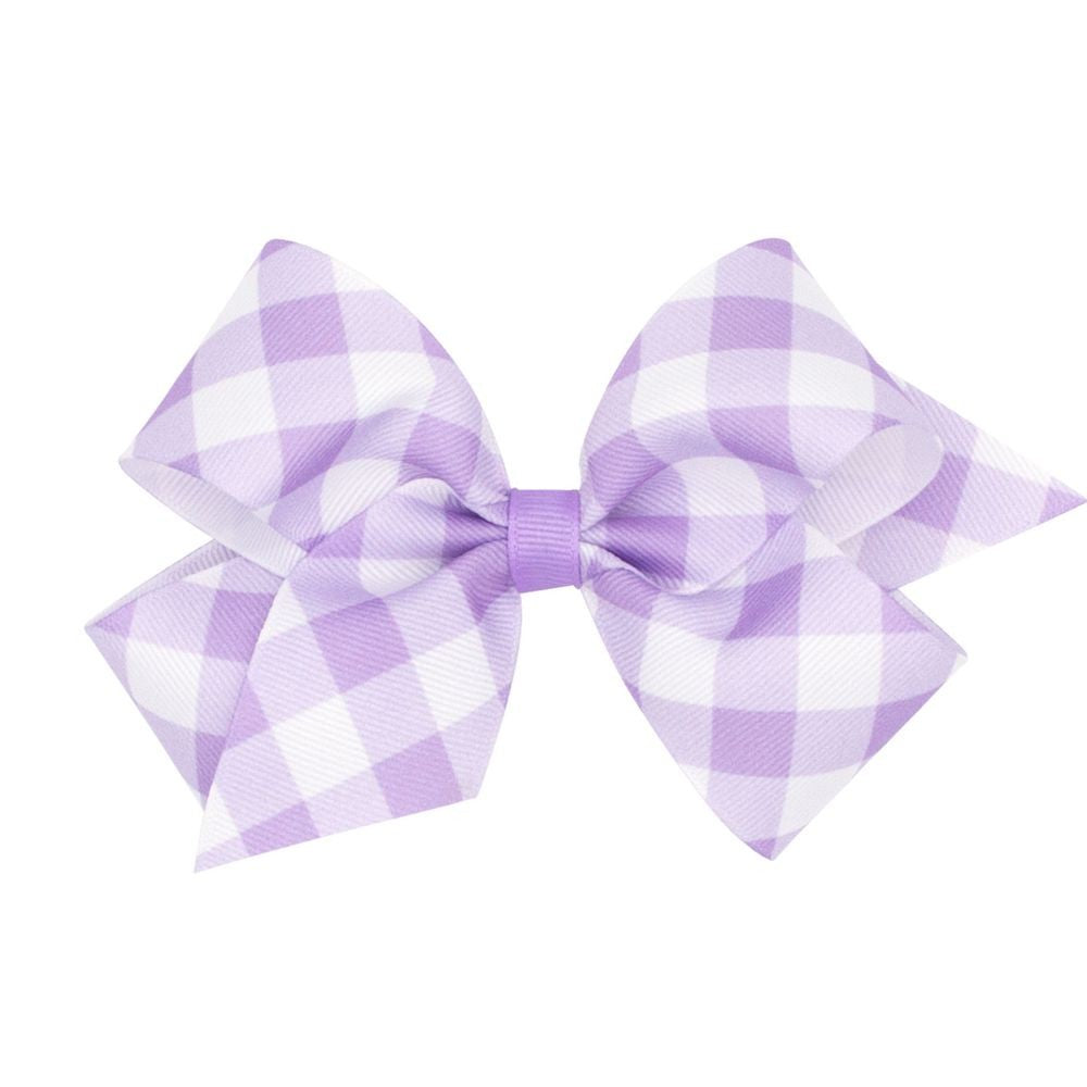 Wee Ones Girls Grosgrain Hair Bow on Clip - Jumbo Gingham Check - Lavender