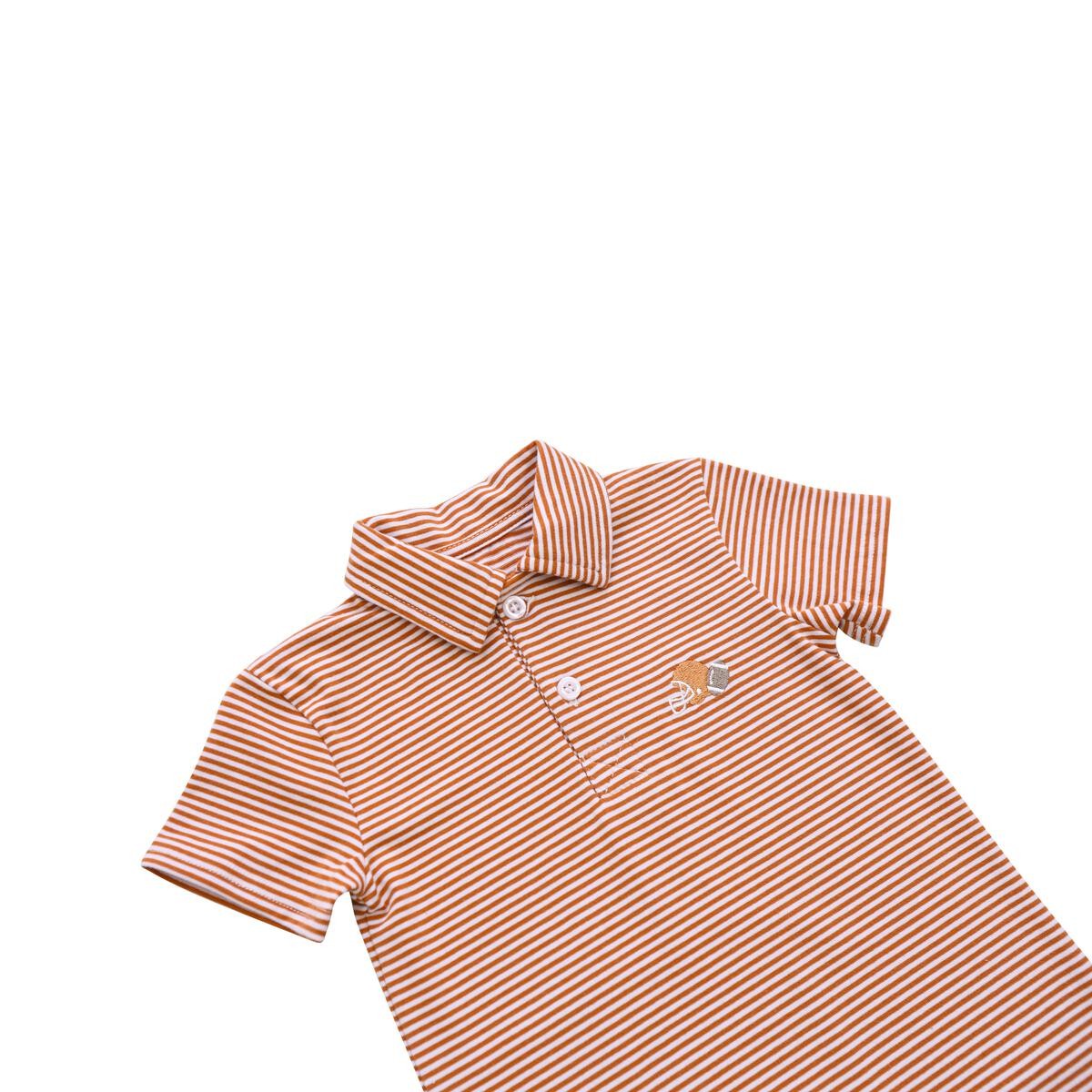 Itsy Bitsy Baby Boys Football Game Day Polo Romper - Texas Burnt Orange by Itsy Bitsy