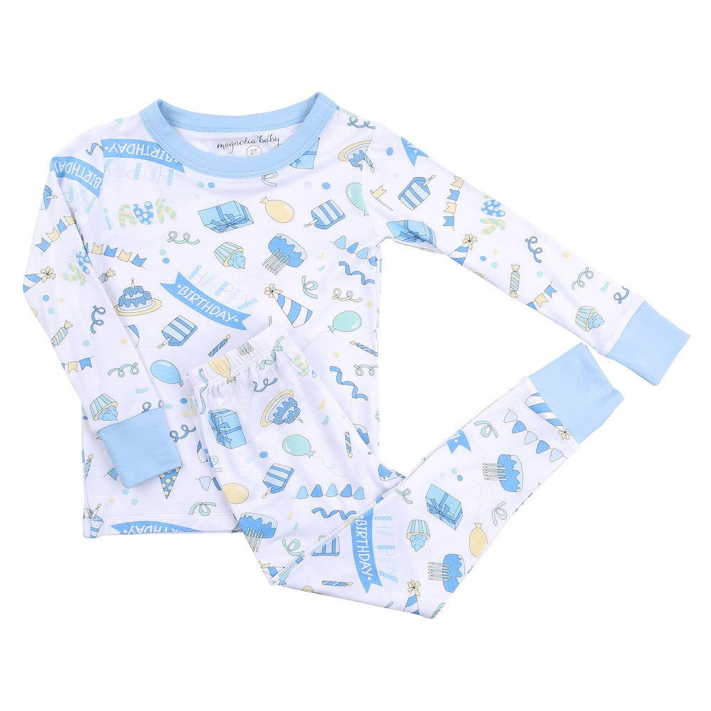 Magnolia Baby My Birthday! Long Pajamas - Light Blue