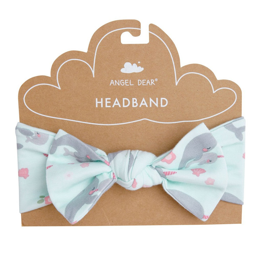 Angel Dear Baby Girls Bow Headband - Blue Narwhals