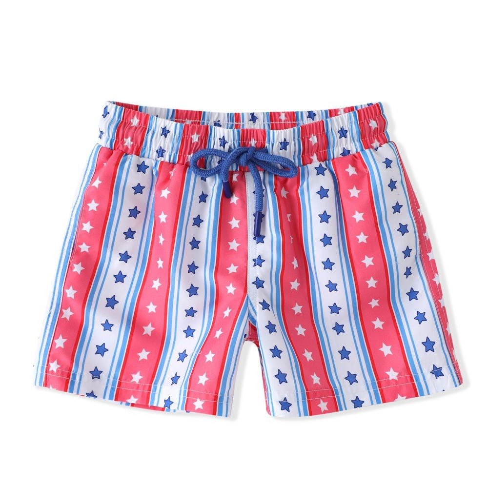 Swoon Baby Boys Swim Trunks - Patriotic Stars & Stripes