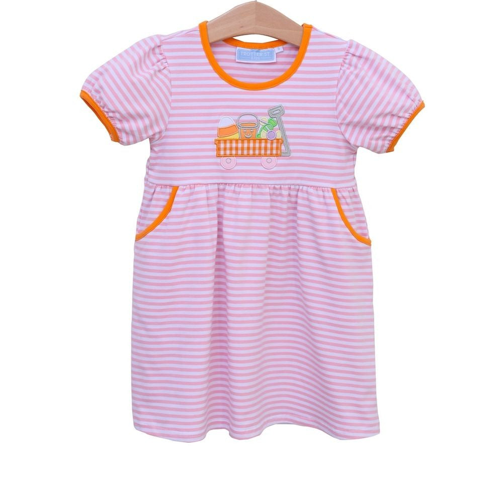 Trotter Street Kids Girls Dress - Pink Halloween Wagon