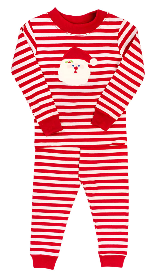 Bailey Boys Loungewear Set - Red / White Stripes with Santa - Boy