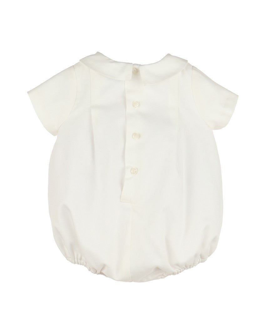Luli & Me Baby Boys Pintucks Bubble - Ivory by Luli & Me