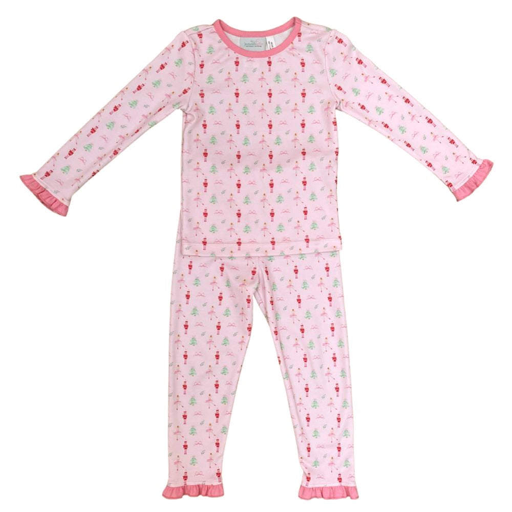James & Lottie Girls Jammies Pajamas Set - Pink Nutcrackers - Ruffle Trim