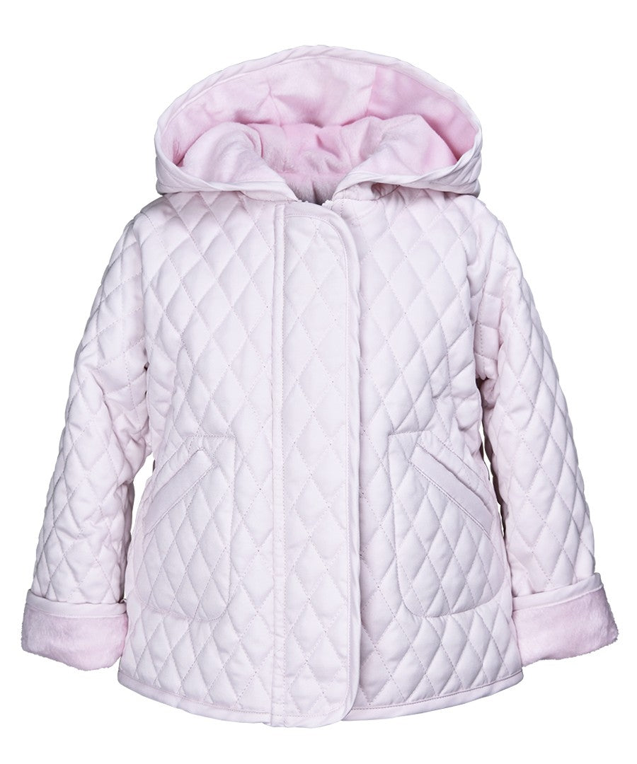 Widgeon Girls Hooded Quilted Barn Jacket Coat - Light Pink