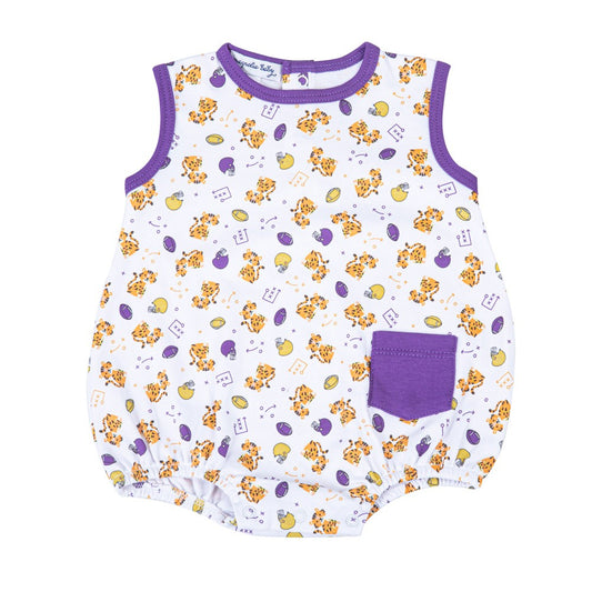Magnolia Baby LSU Tigers Purple Gold Printed Sleeveless Boy Bubble