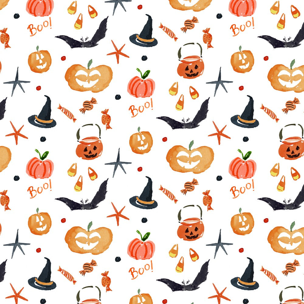 Proper Peony Girls Pima Two Piece Ruffle Pajamas - Halloween Boo Print by Proper Peony