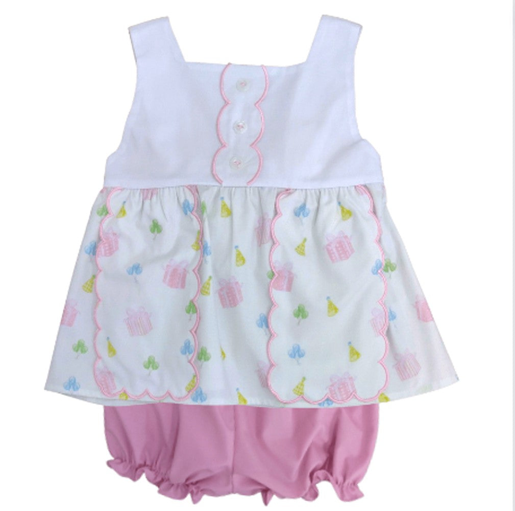 James & Lottie Girls Pink Sophia Scalloped Birthday Bloomer Set