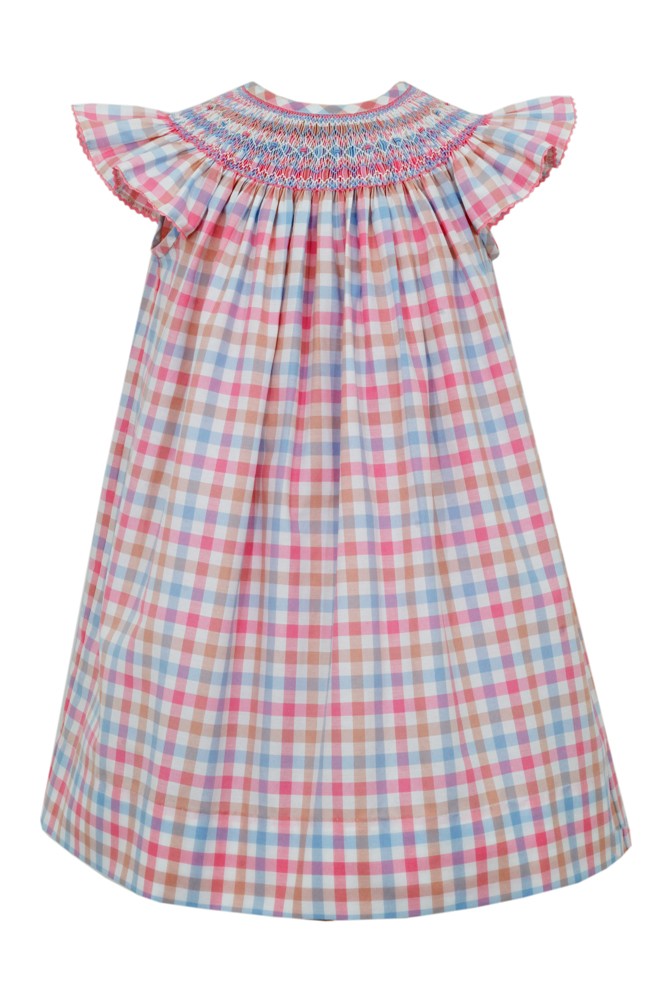 Claire & Charlie Girls Pink Plaid Smocked Angel Wing Bishop Dress by Claire & Charlie