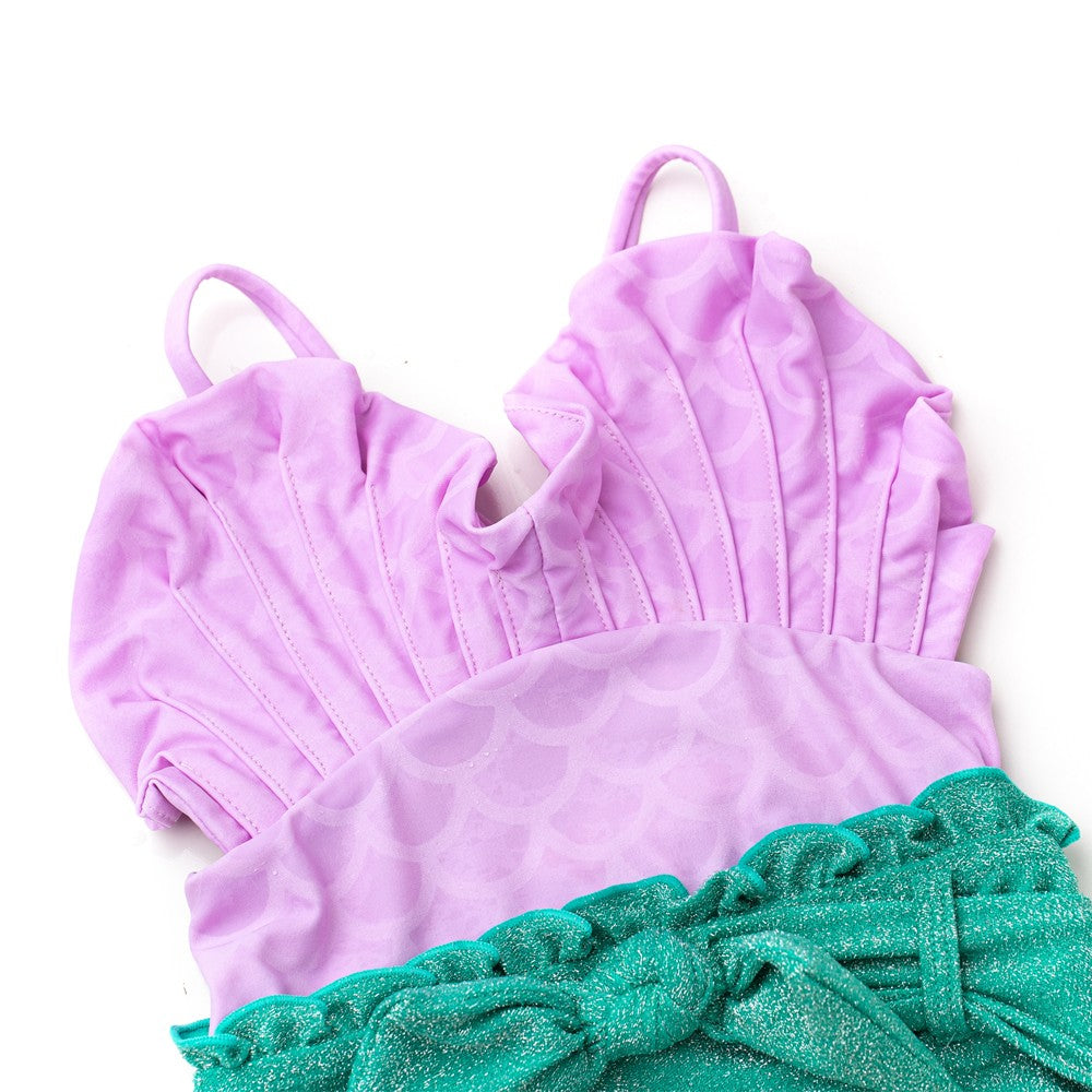 Shade Critters Girls Mermaid Shell Shimmer Swimsuit - Purple