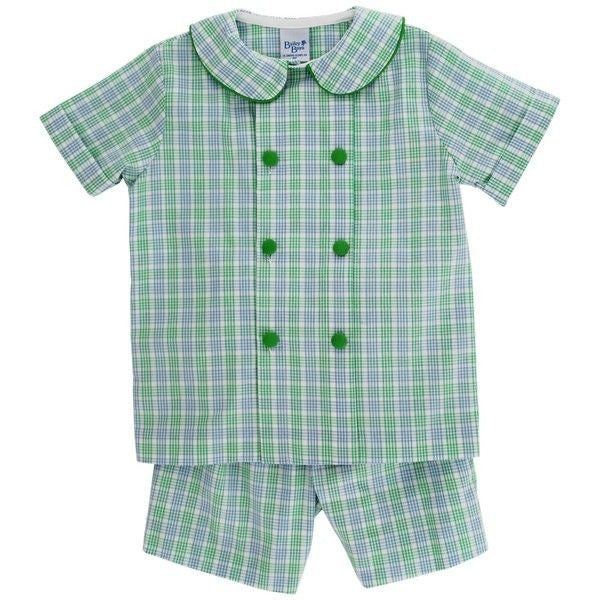 Bailey Boys Dressy Shorts Set - Green Dover Plaid