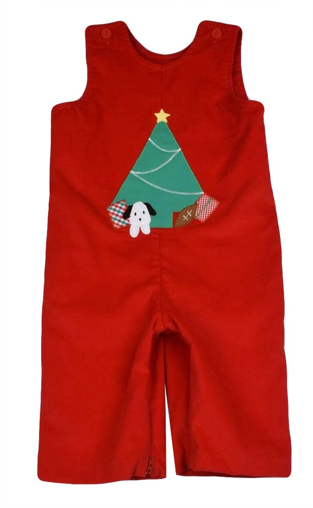 Funtasia Too Boys Red Longall - Applique Christmas Tree with Dog by Funtasia
