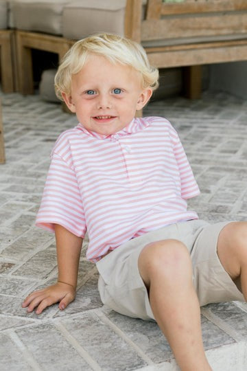 Bailey Boys J. Bailey Henry Polo Shirt - Stripes - Sorbet Pink by Bailey Boys