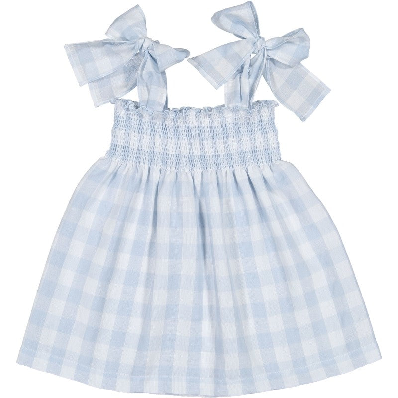 Sal & Pimenta Girls Smocked Dress with Ties - Buffalo Check