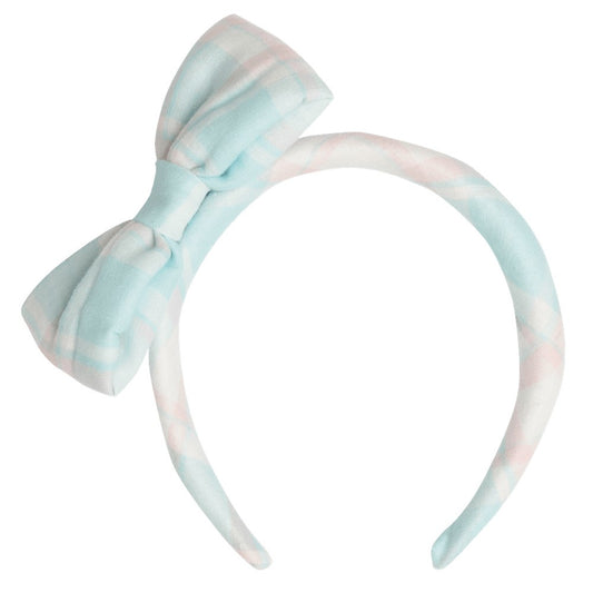 Sal & Pimenta Girls Headband with Bow - Pink & Blue Breeze Plaid
