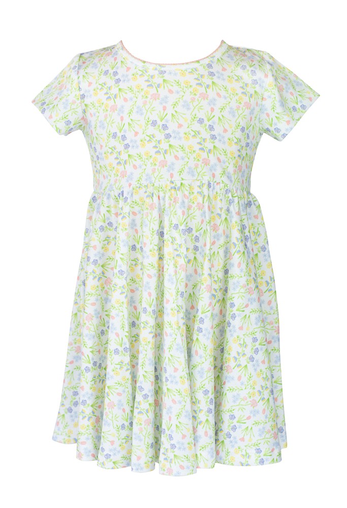 The Proper Peony Parkside Pima Girls Garden Floral Twirl Dress