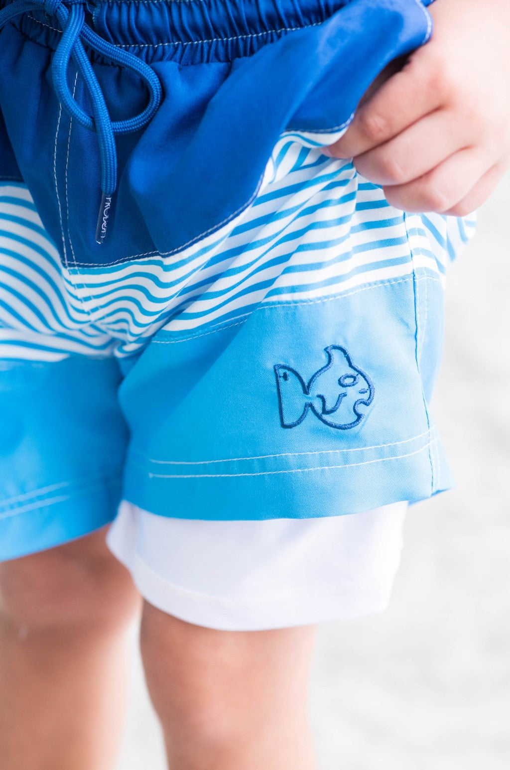 Prodoh Boys Boogie Board Swim Trunks - Color Block - Swim Cap Blue Stripes