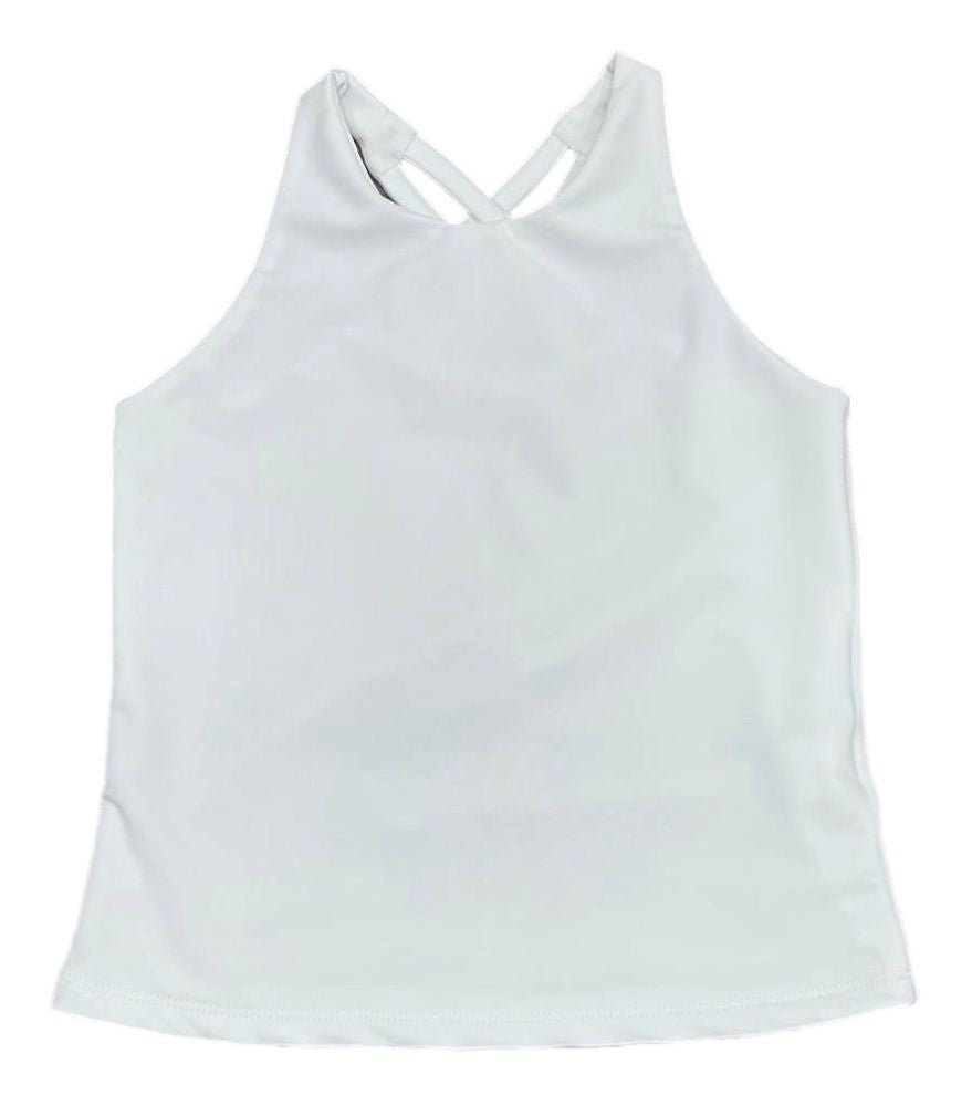 Be Elizabeth by James & Lottie Girls Athleisure Cross Back Top - White
