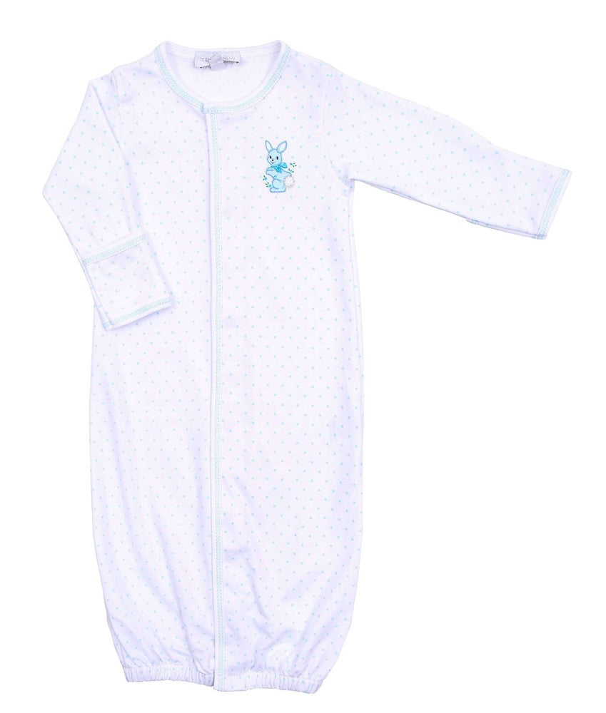 Magnolia Baby Boys Vintage Bunnies White / Blue Dots Embroidered Converter Gown by Magnolia Baby