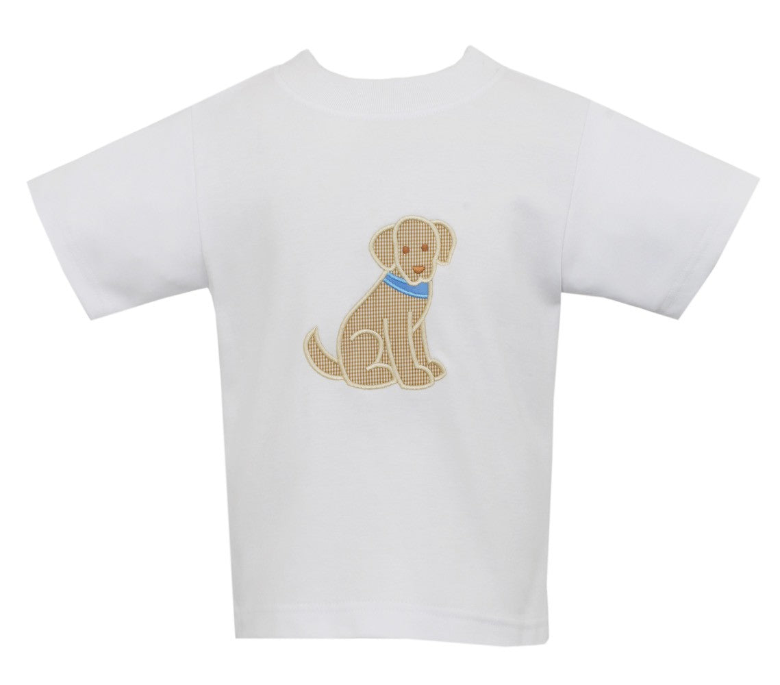 Claire & Charlie Boys White Tee Shirt - Applique Dog by Claire & Charlie