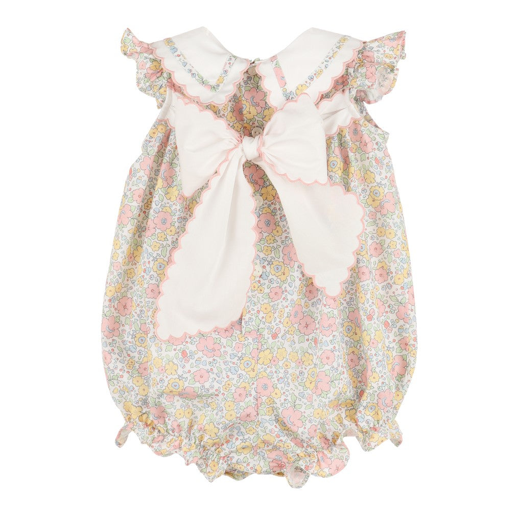 Sophie & Lucas Baby Girls Miller Fancy Collar Bubble - Pink & Yellow Floral