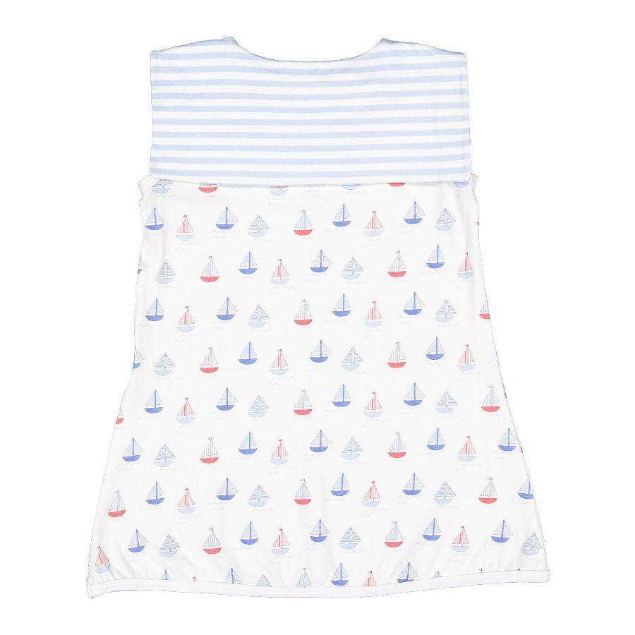 Sal & Pimenta Girls Dress - Day at Sea Boats Print - Sailor Collar