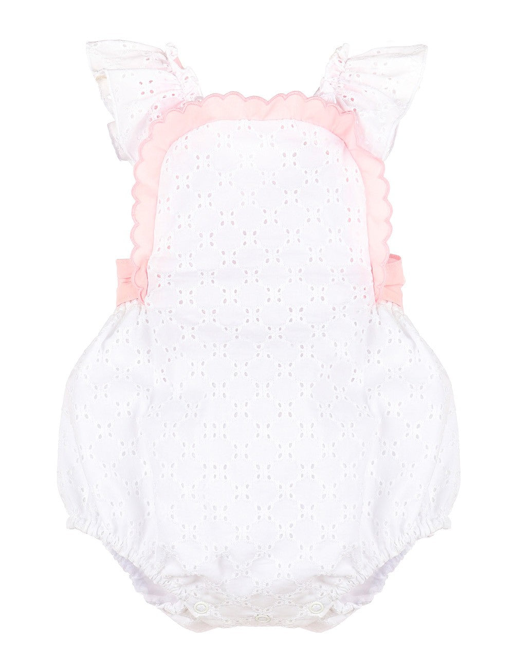 Sophie & Lucas Girls Passenger Princess Bubble - White Eyelet - Pink Sash