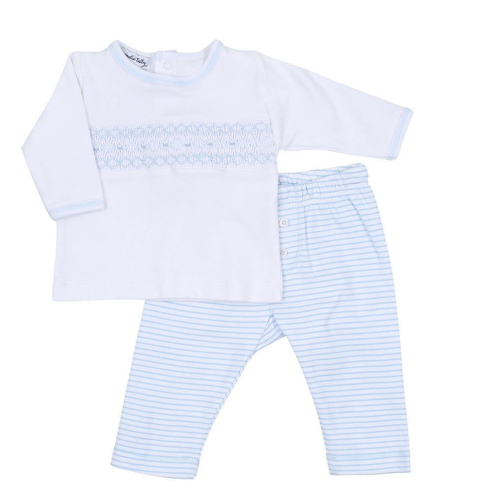 Magnolia Baby Boys Katie and Kyle Smocked Pant Set - Blue