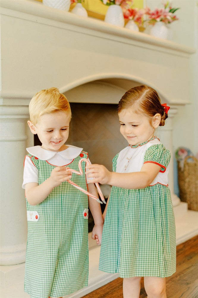 Proper Peony Girls Green Remi Reindeer Dress by Proper Peony