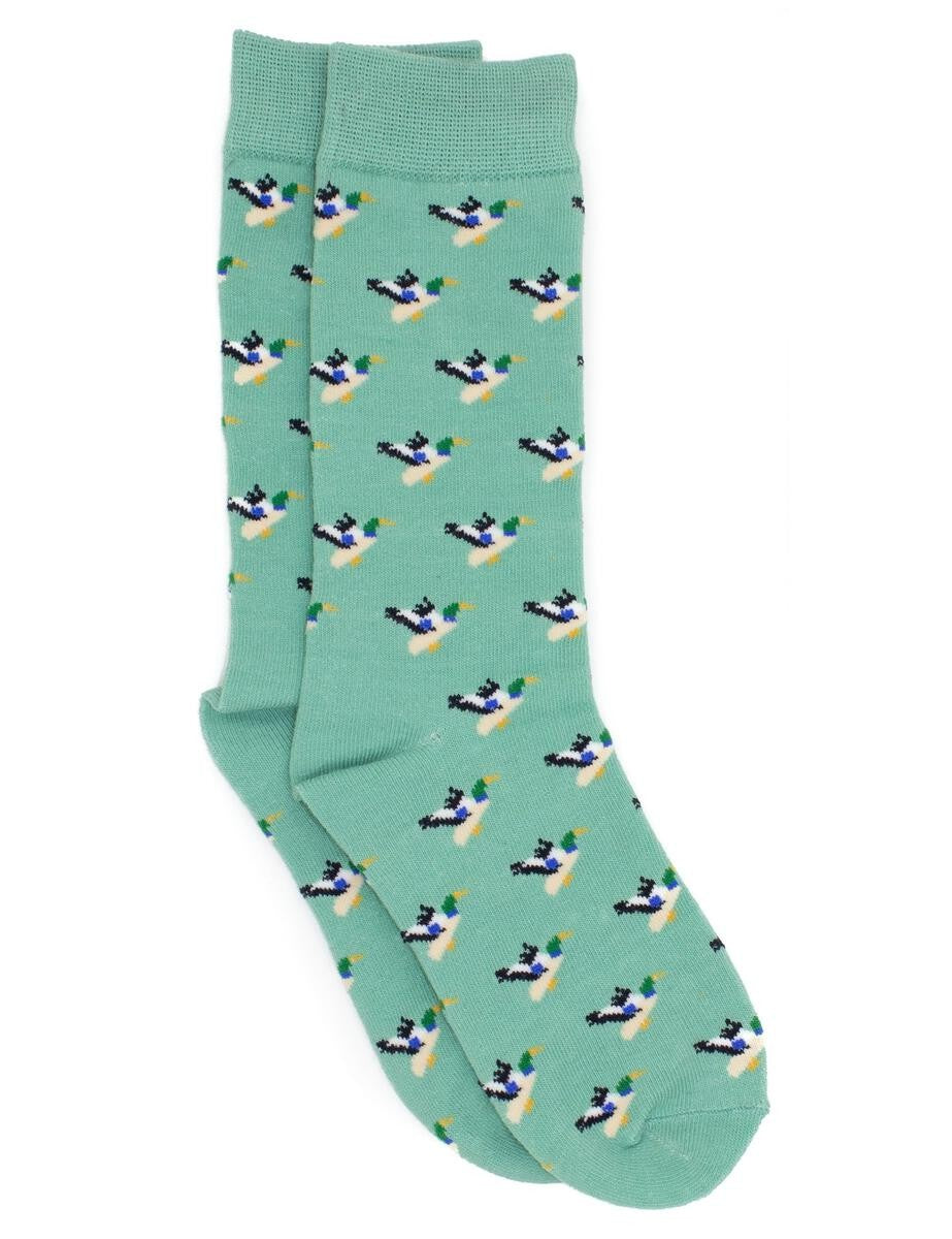 Properly Tied Boys Lucky Duck Socks - Green Ducks Breaking Water by Properly Tied