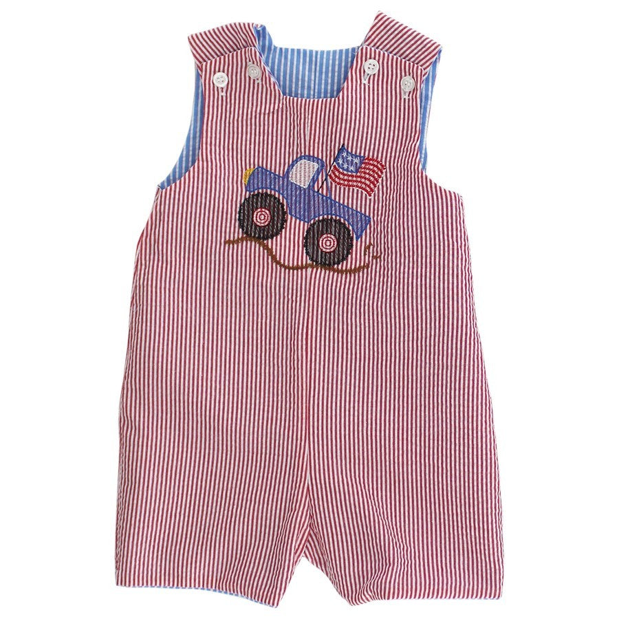 Bailey Boys Reversible Jon Jon - Blue Sailboat - Reverses to Red with Flag Truck