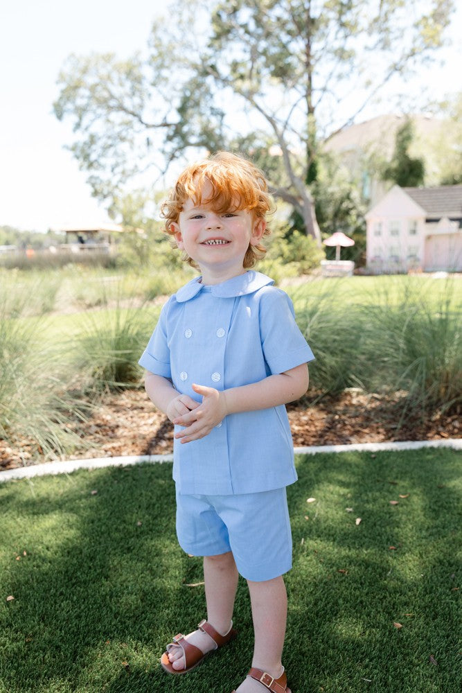 Bailey Boys Blue Chambray Dressy Shorts Set by Bailey Boys