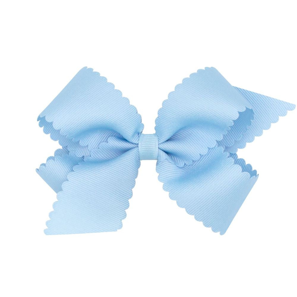 Wee Ones Girls Grosgrain Hair Bow on Clip - Scallop Edge - Millenium Blue