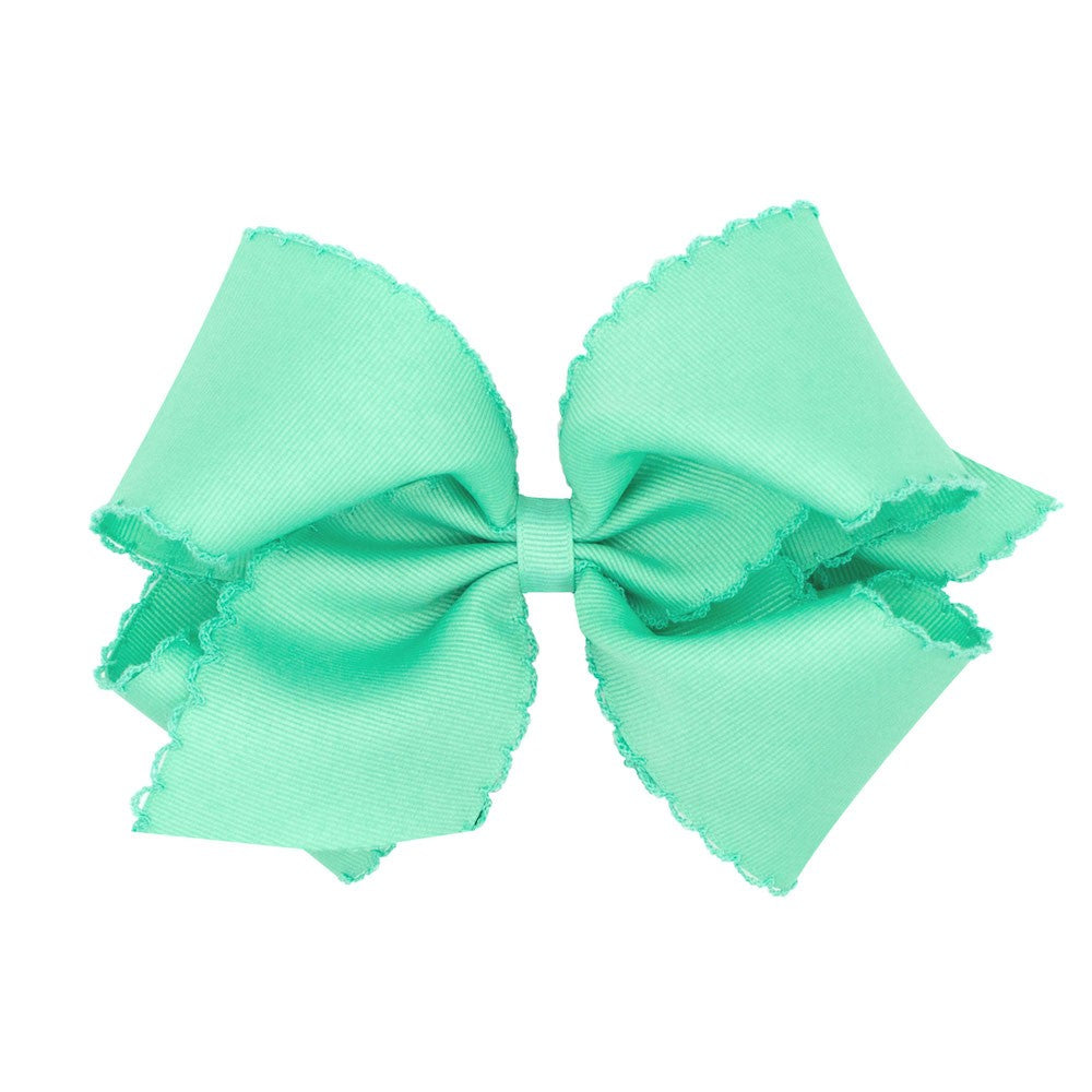 Wee Ones Girls Hair Bow - Monotone Moonstitch - Lucite Green