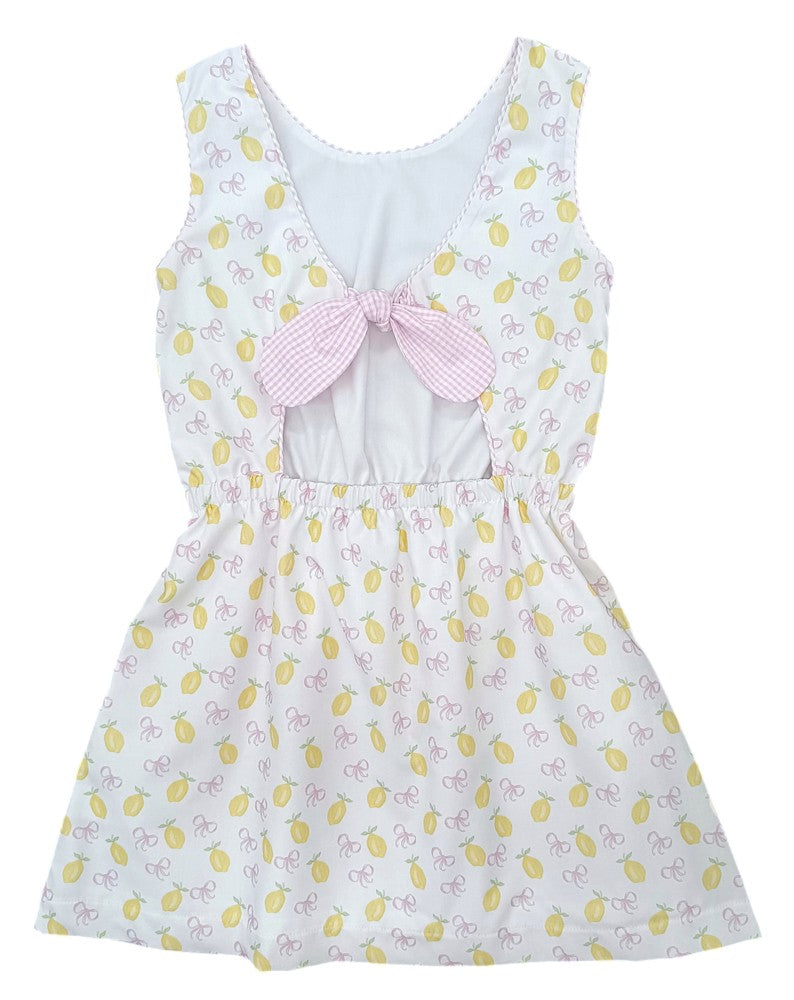 James & Lottie Girls Kristin Knot Dress - Yellow Lemon Squeeze the Day