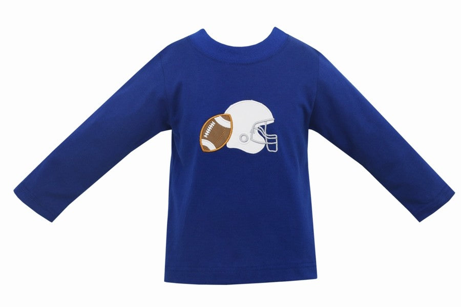 Claire & Charlie Boys Royal Blue Shirt - Football Applique