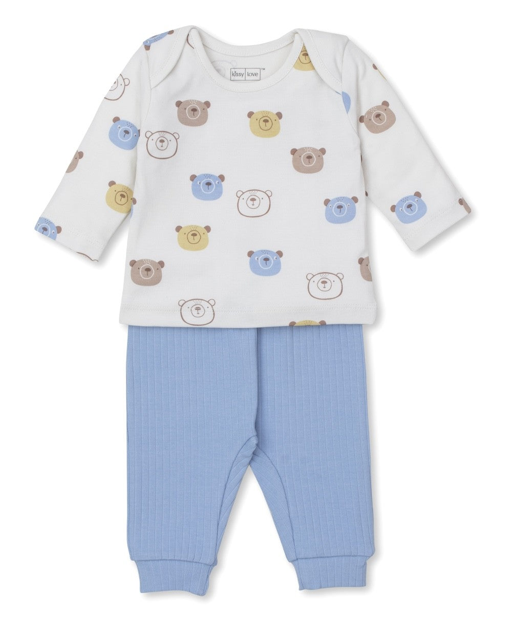 Kissy Kissy Love Baby Boys Pant Set - Blue Teddy Bear Talk