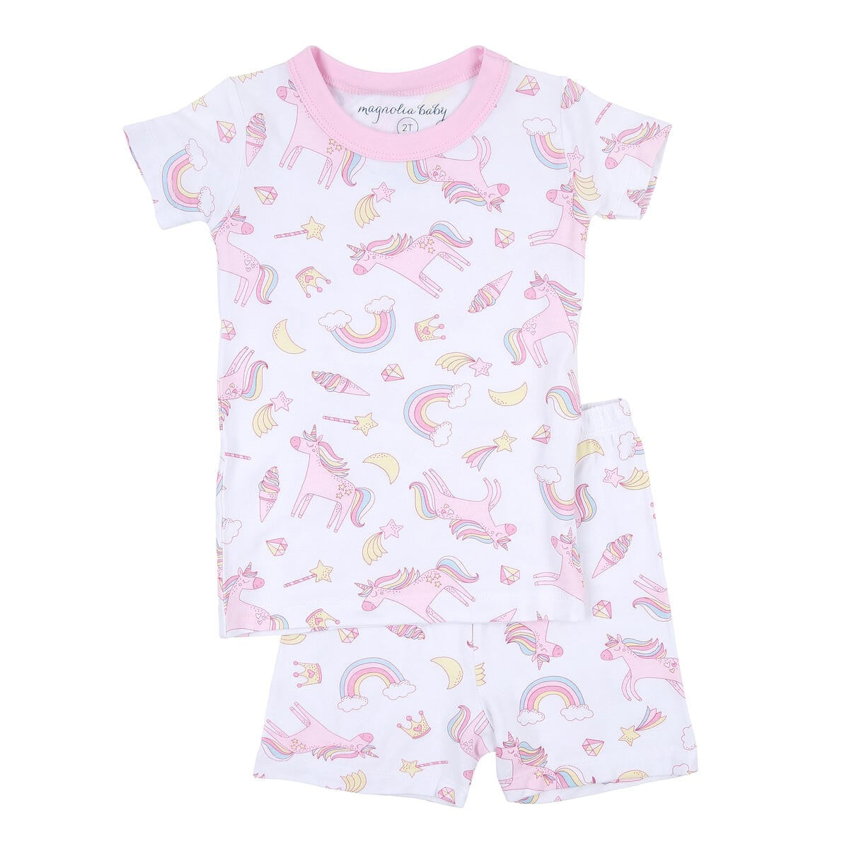 Magnolia Baby Little Girls Pink Believe in Magic Unicorn Pajamas - Short - Printed