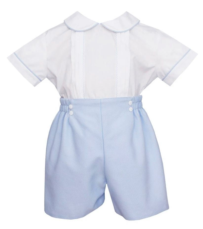 Anavini Baby / Toddler Boys Light Blue & White Shorts Set by Anavini