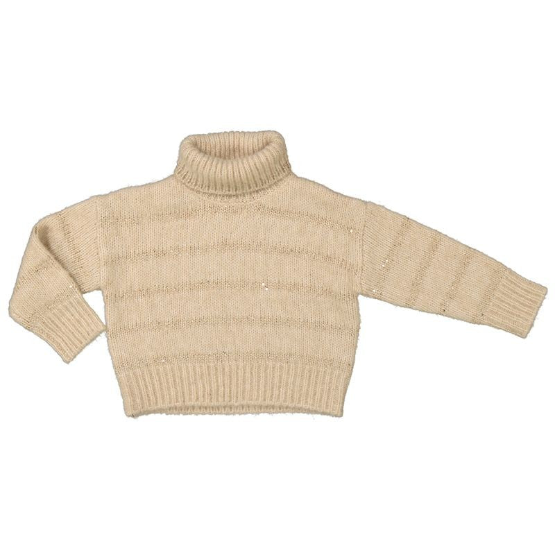 Abel & Lula Girls Gold Sequins Striped Sweater