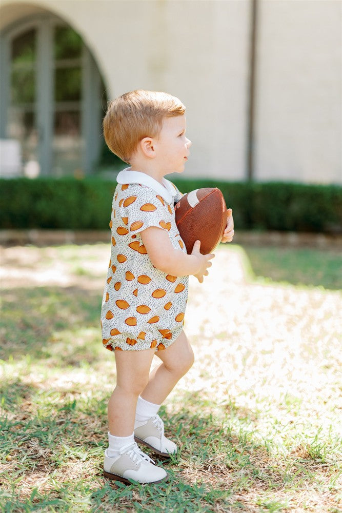 Proper Peony Pima Baby Boys Green Football Touchdown Bubble