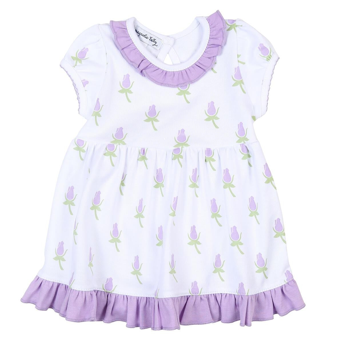 Magnolia Baby Little Girls Lavender Rosebud Printed Dress