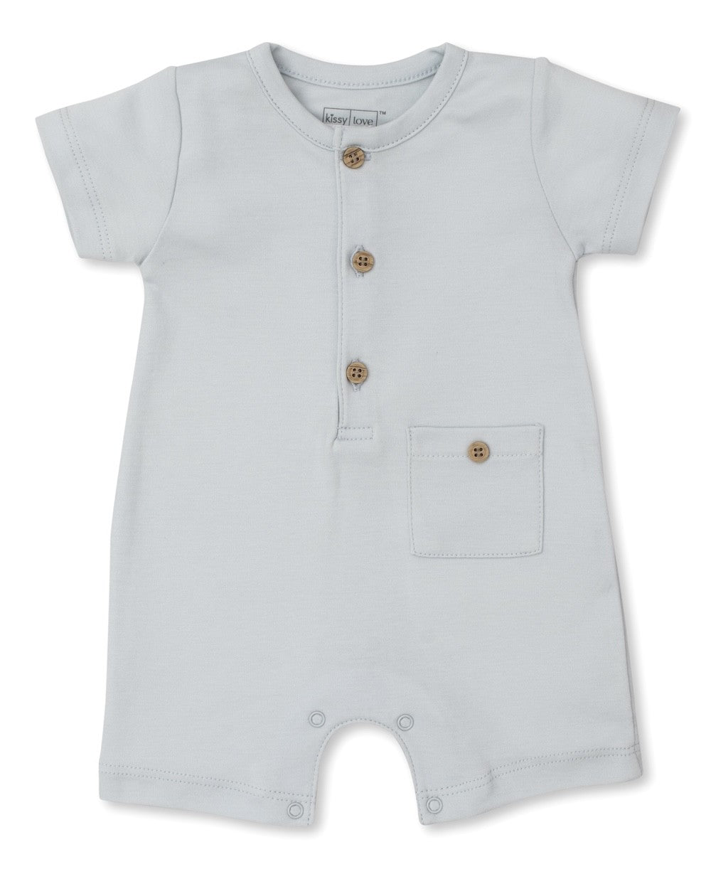 Kissy Kissy Love Baby Boys Short Romper - Light Blue