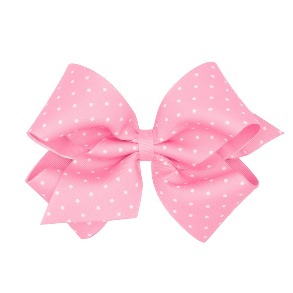 Wee Ones Girls Grosgrain Hair Bow - Tiny Dots - Pearl Light Pink